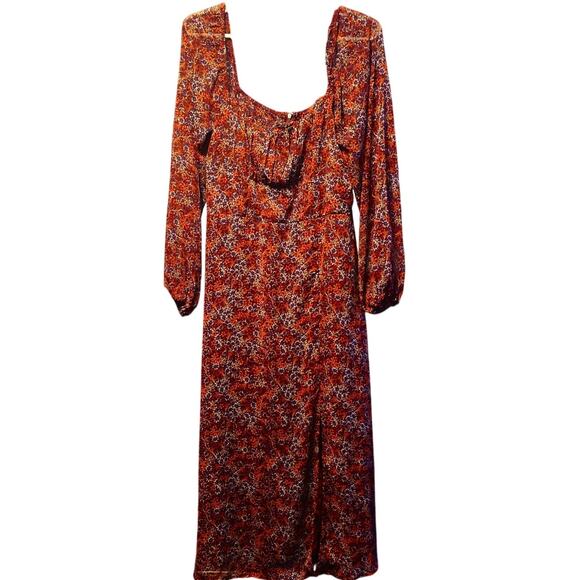 Blue Rain smocked milkmaid coquette midi dress size large - Picture 1 of 7